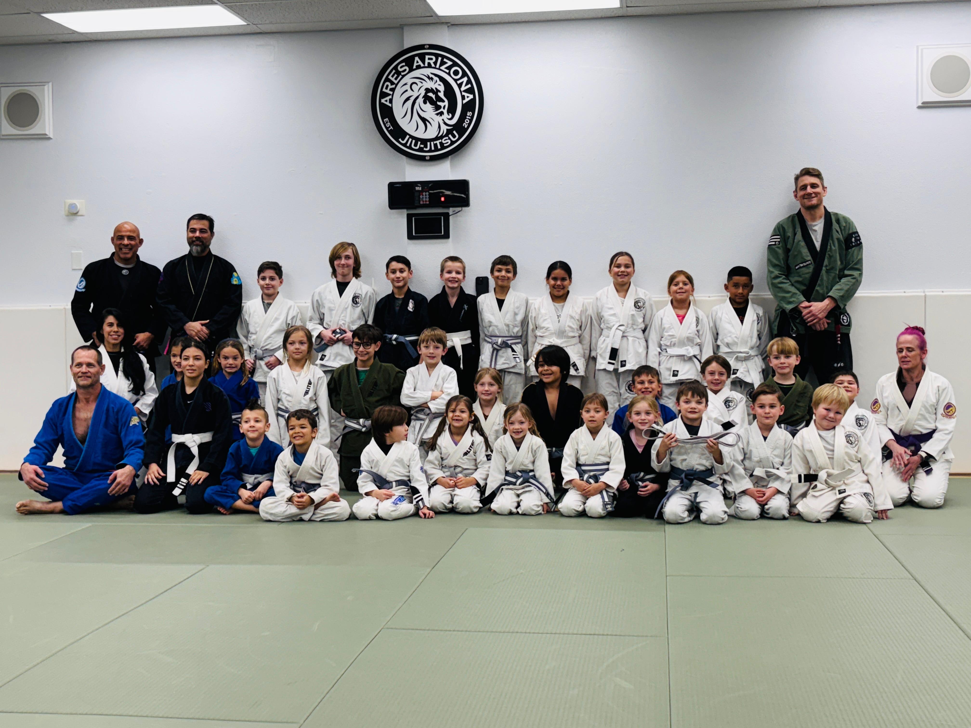 Little Warriors kids jiu-jitsu class at Ares Arizona